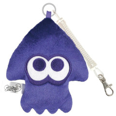 Japan Splatoon Fluffy Pass Case Card Holder & Coil Spring - Squid Deep Blue