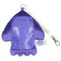 Japan Splatoon Fluffy Pass Case Card Holder & Coil Spring - Squid Deep Blue - 2