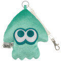 Japan Splatoon Fluffy Pass Case Card Holder & Coil Spring - Squid Turquoise Light Blue - 1
