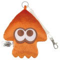 Japan Splatoon Fluffy Pass Case Card Holder & Coil Spring - Squid Orange - 1
