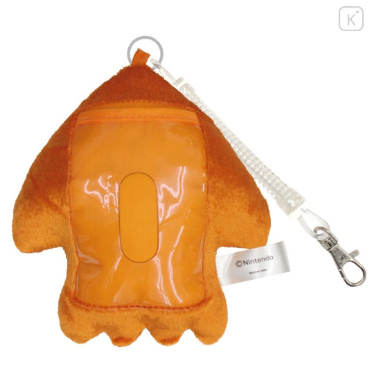 Japan Splatoon Fluffy Pass Case Card Holder & Coil Spring - Squid Orange - 2