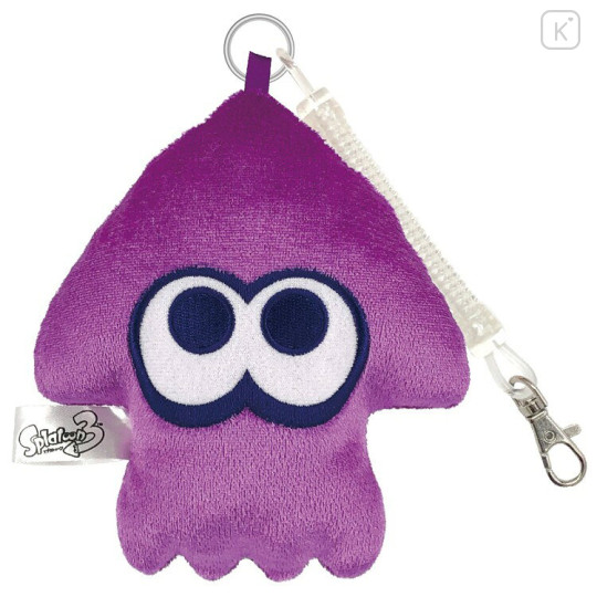 Japan Splatoon Fluffy Pass Case Card Holder & Coil Spring - Squid Purple - 1