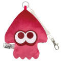 Japan Splatoon Fluffy Pass Case Card Holder & Coil Spring - Squid Red - 1