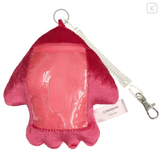 Japan Splatoon Fluffy Pass Case Card Holder & Coil Spring - Squid Red - 2