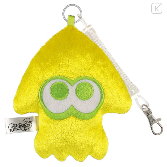 Japan Splatoon Fluffy Pass Case Card Holder & Coil Spring - Squid Yellow - 1