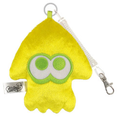 Japan Splatoon Fluffy Pass Case Card Holder & Coil Spring - Squid Yellow