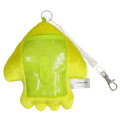 Japan Splatoon Fluffy Pass Case Card Holder & Coil Spring - Squid Yellow - 2