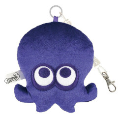 Japan Splatoon Fluffy Pass Case Card Holder & Coil Spring - Octopus Deep Blue