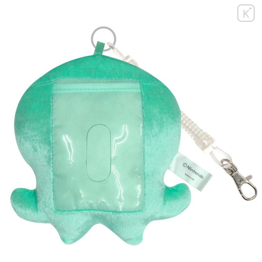 Japan Splatoon Fluffy Pass Case Card Holder & Coil Spring - Octopus Turquoise Light Blue - 2