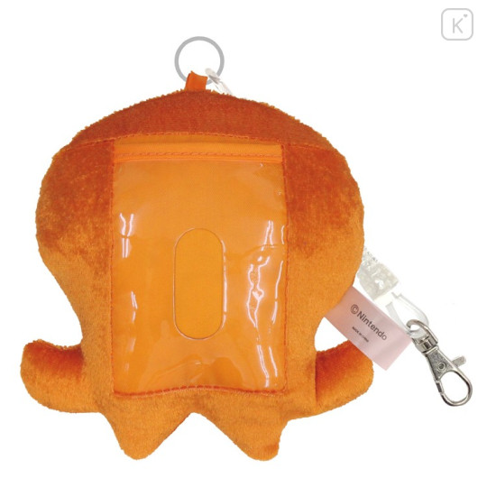 Japan Splatoon Fluffy Pass Case Card Holder & Coil Spring - Octopus Orange - 2