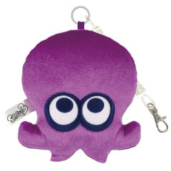 Japan Splatoon Fluffy Pass Case Card Holder & Coil Spring - Octopus Purple