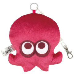 Japan Splatoon Fluffy Pass Case Card Holder & Coil Spring - Octopus Red