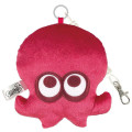 Japan Splatoon Fluffy Pass Case Card Holder & Coil Spring - Octopus Red - 1