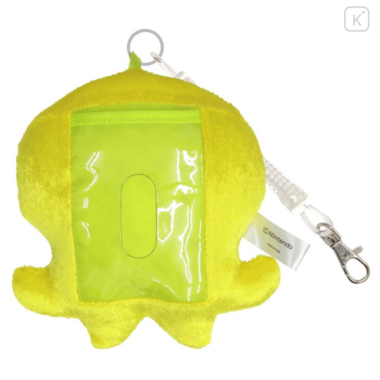Japan Splatoon Fluffy Pass Case Card Holder & Coil Spring - Octopus Yellow - 2