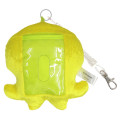 Japan Splatoon Fluffy Pass Case Card Holder & Coil Spring - Octopus Yellow - 2