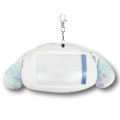 Japan Sanrio Plush Pass Case Card Holder Pouch & Reel - Cinnamoroll : Sparkling Face - 2