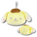 Japan Sanrio Plush Pass Case Card Holder Pouch & Reel - Pompompurin : Sparkling Face - 1