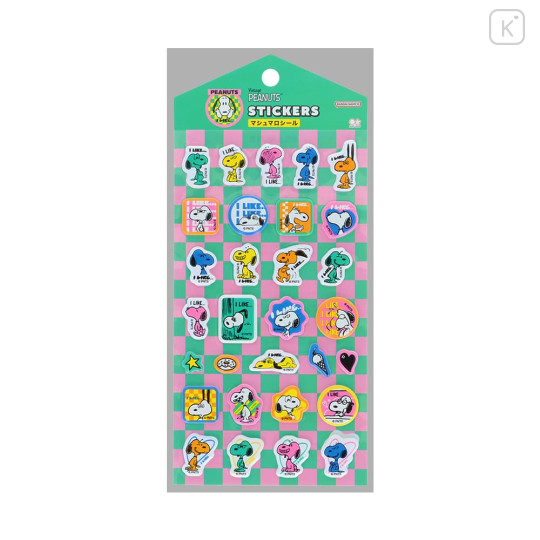 Japan Peanuts Marshmallow Sticker - Snoopy : Green - 1