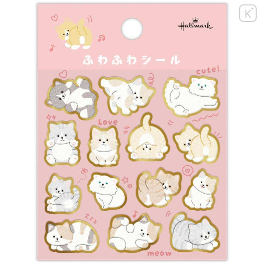 Japan Hallmark Fluffy Flocked Sticker - Cat - 1