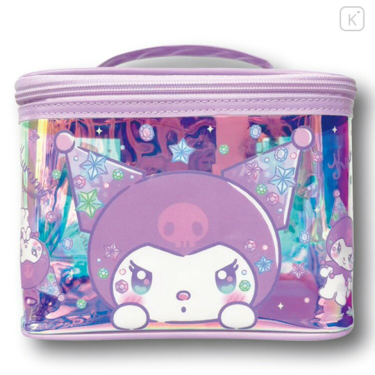 Japan Sanrio Vanity Pouch - Kuromi : Aurora Sparkling Face - 1