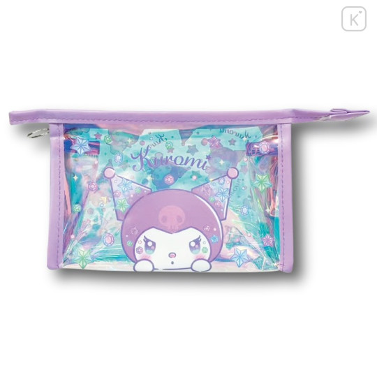 Japan Sanrio Aurora Clear Cosmetic Pouch - Kuromi : Sparkling Face - 1