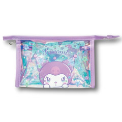 Japan Sanrio Aurora Clear Cosmetic Pouch - Kuromi : Sparkling Face