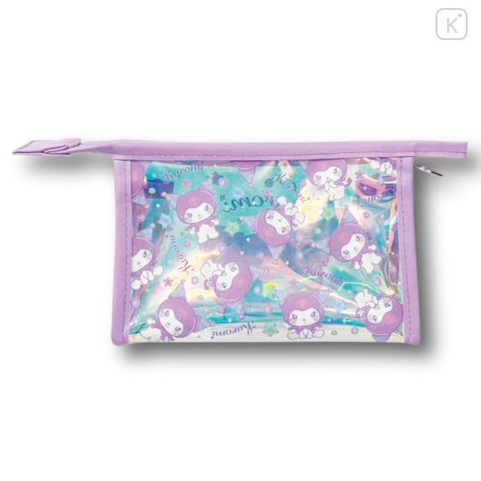 Japan Sanrio Aurora Clear Cosmetic Pouch - Kuromi : Sparkling Face - 2