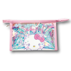 Japan Sanrio Aurora Clear Cosmetic Pouch - Hello Kitty : Sparkling Face