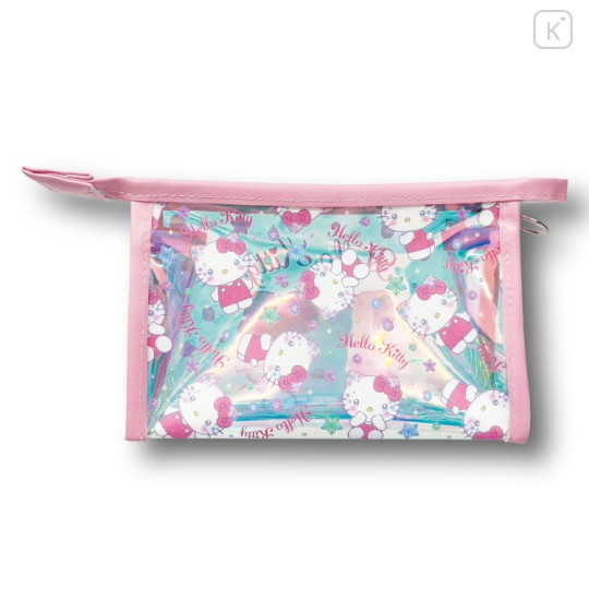 Japan Sanrio Aurora Clear Cosmetic Pouch - Hello Kitty : Sparkling Face - 2