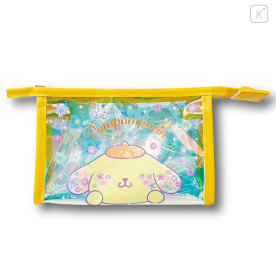 Japan Sanrio Aurora Clear Cosmetic Pouch - Pompompurin : Sparkling Face - 1