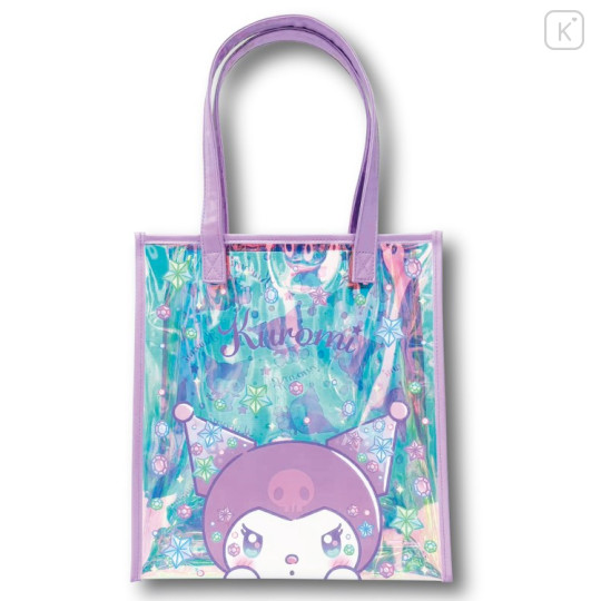 Japan Sanrio Aurora Vinyl Tote Bag - Kuromi : Sparkling Face - 1