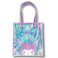Japan Sanrio Aurora Vinyl Tote Bag - Kuromi : Sparkling Face