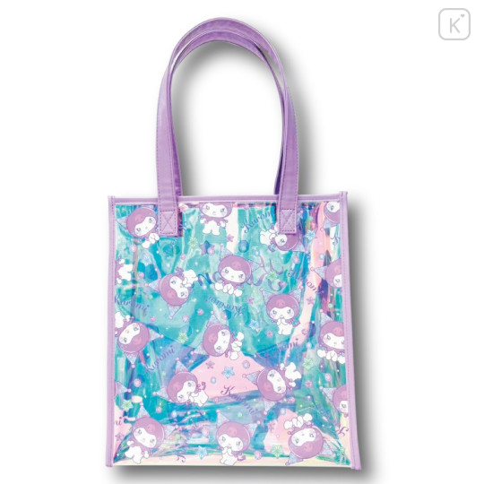 Japan Sanrio Aurora Vinyl Tote Bag - Kuromi : Sparkling Face - 2