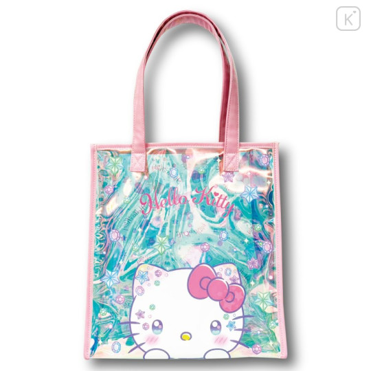 Japan Sanrio Aurora Vinyl Tote Bag - Hello Kitty : Sparkling Face - 1