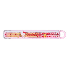 Japan Sanrio Original Bamboo Chopsticks 16.5cm with Case - Hello Kitty & Tiny Chum : Cherry Pink