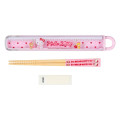 Japan Sanrio Original Bamboo Chopsticks 16.5cm with Case - Hello Kitty & Tiny Chum : Cherry Pink - 2