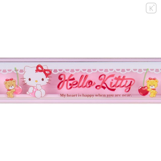 Japan Sanrio Original Bamboo Chopsticks 16.5cm with Case - Hello Kitty & Tiny Chum : Cherry Pink - 4