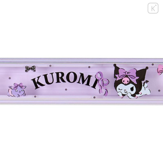 Japan Sanrio Original Bamboo Chopsticks 16.5cm with Case - Kuromi : Baku Ribbon Purple - 4