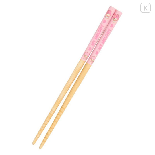 Japan Sanrio Original Bamboo Chopsticks 16.5cm with Case - My Melody & My Sweet Piano : Tulip Pink - 3