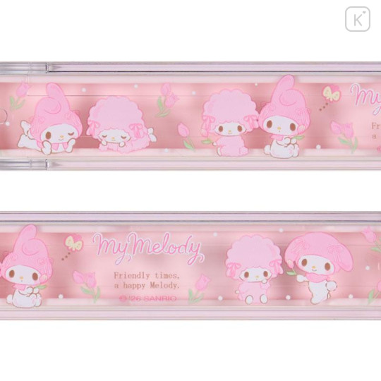 Japan Sanrio Original Bamboo Chopsticks 16.5cm with Case - My Melody & My Sweet Piano : Tulip Pink - 4