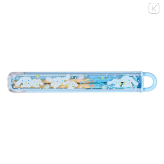 Japan Sanrio Original Bamboo Chopsticks 16.5cm with Case - Cinnamoroll : Milk Star Blue - 1