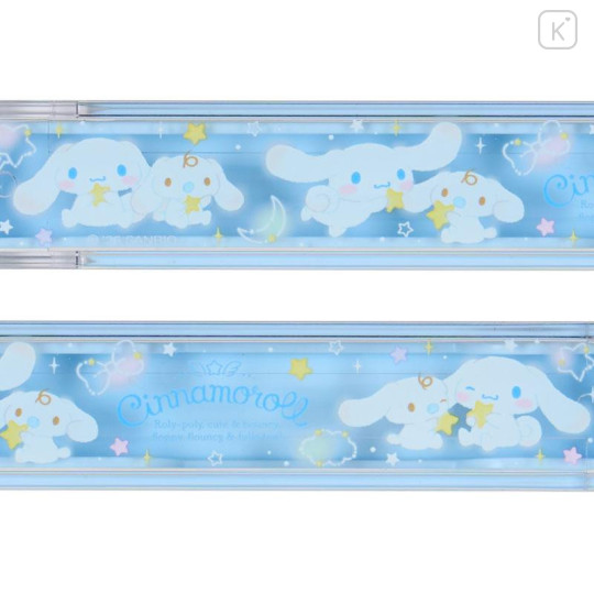 Japan Sanrio Original Bamboo Chopsticks 16.5cm with Case - Cinnamoroll : Milk Star Blue - 4