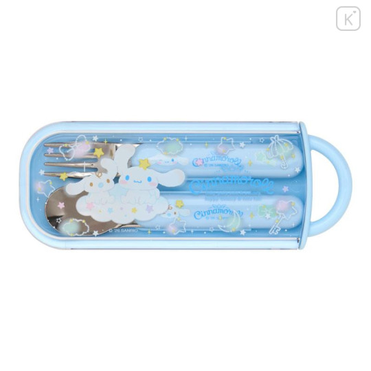 Japan Sanrio Original Bento Lunch Cutlery Set Spoon Fork - Cinnamoroll : Milk Star Blue - 1
