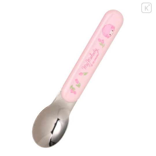 Japan Sanrio Original Bento Lunch Cutlery Set Spoon Fork Chopstick - My Melody & My Sweet Piano : Tulip Pink - 4