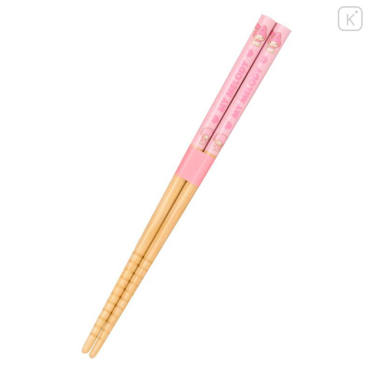 Japan Sanrio Original Bento Lunch Cutlery Set Spoon Fork Chopstick - My Melody & My Sweet Piano : Tulip Pink - 5