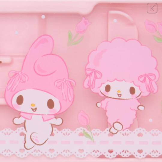 Japan Sanrio Original Bento Lunch Cutlery Set Spoon Fork Chopstick - My Melody & My Sweet Piano : Tulip Pink - 6
