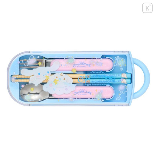 Japan Sanrio Original Bento Lunch Cutlery Set Spoon Fork Chopstick - Cinnamoroll : Milk Star Blue - 1