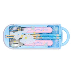 Japan Sanrio Original Bento Lunch Cutlery Set Spoon Fork Chopstick - Cinnamoroll : Milk Star Blue