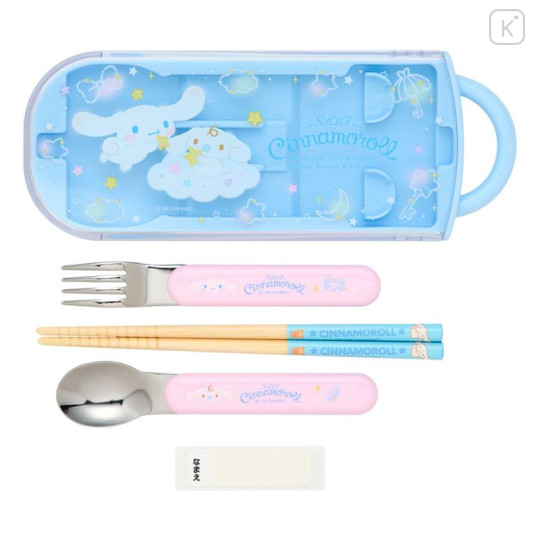 Japan Sanrio Original Bento Lunch Cutlery Set Spoon Fork Chopstick - Cinnamoroll : Milk Star Blue - 2