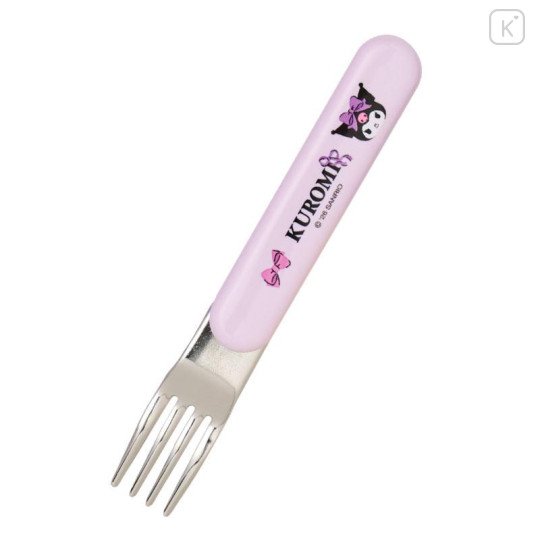 Japan Sanrio Original Bento Lunch Cutlery Set Spoon Fork Chopstick - Kuromi : Baku Ribbon Purple - 3